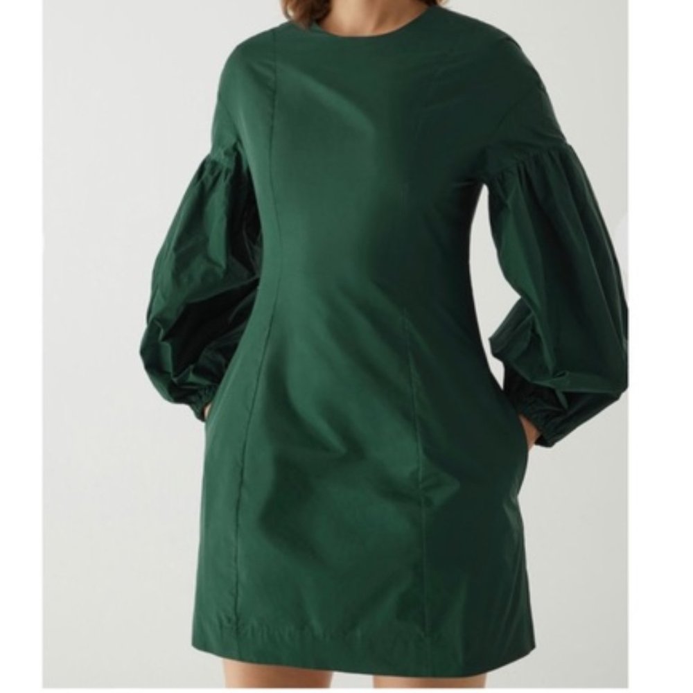 NWT COS Volume Sleeve Waisted Dress size 2 Emerald